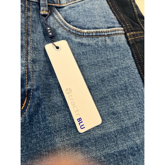 Tractr Jeans Sz 3/26 Color Block 2 Tone Blue Crop Women - Picture 6 of 9